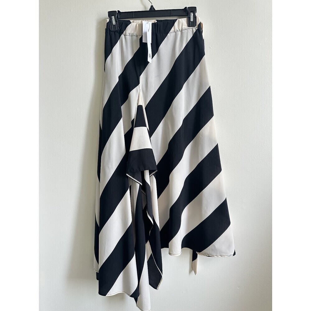 Topshop Women Stripe High Low hem Maxi Skirt, Black and Cream size 4